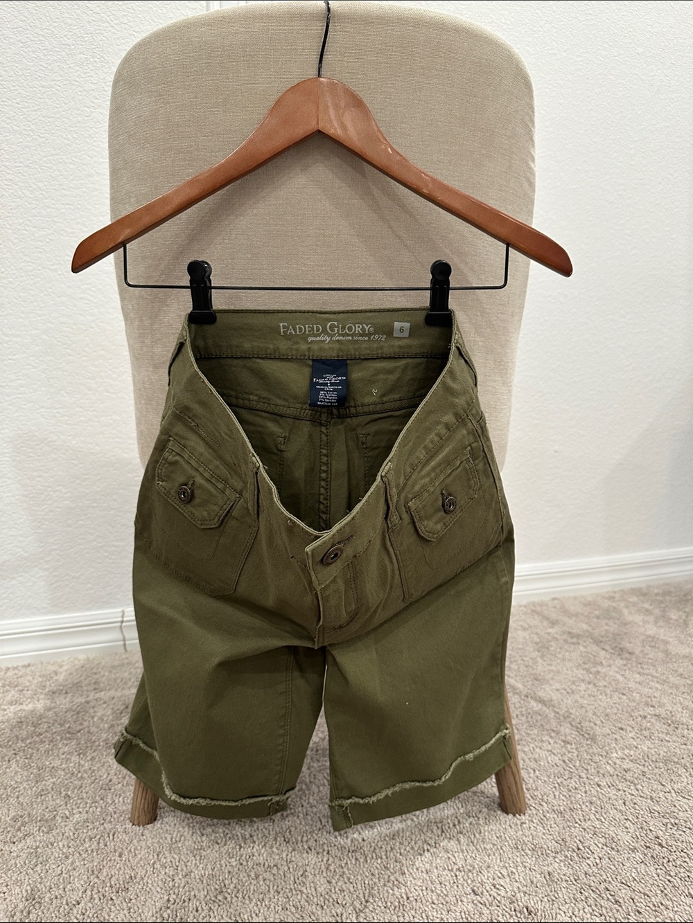 Faded Glory Olive Green High-Waist Utility Pants